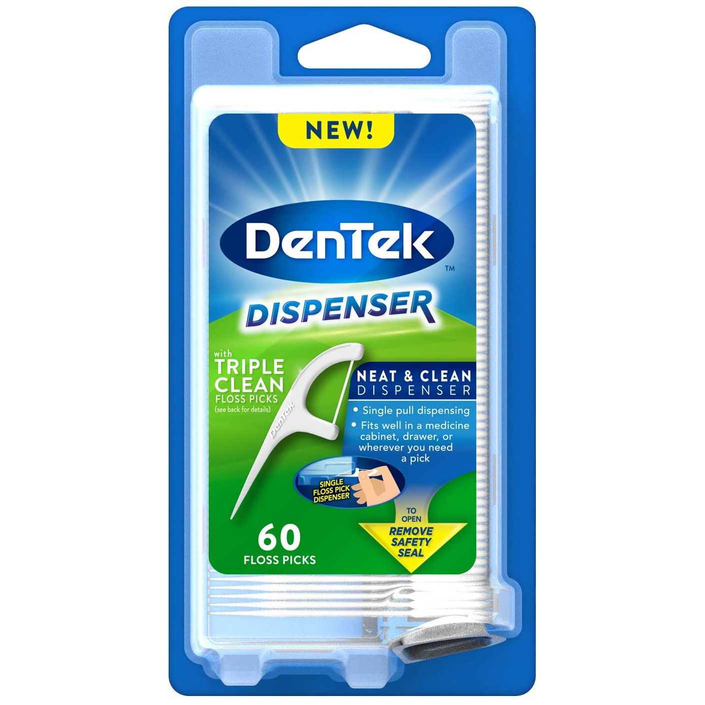 Флос-зубочистки DenTek Потрійне очищення з диспенсером 60 шт. - фото 1
