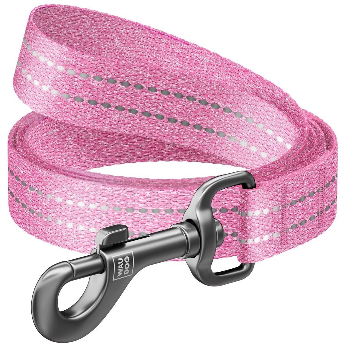 Повідець для собак Waudog Re-cotton, світловідбивний, S, 200х1,5 см, рожевий - фото 1