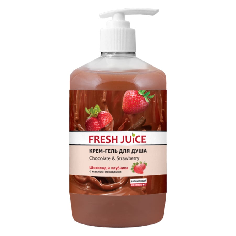 Крем-гель для душа Fresh Juice Chocolate & Strawberry, 750 мл - фото 1