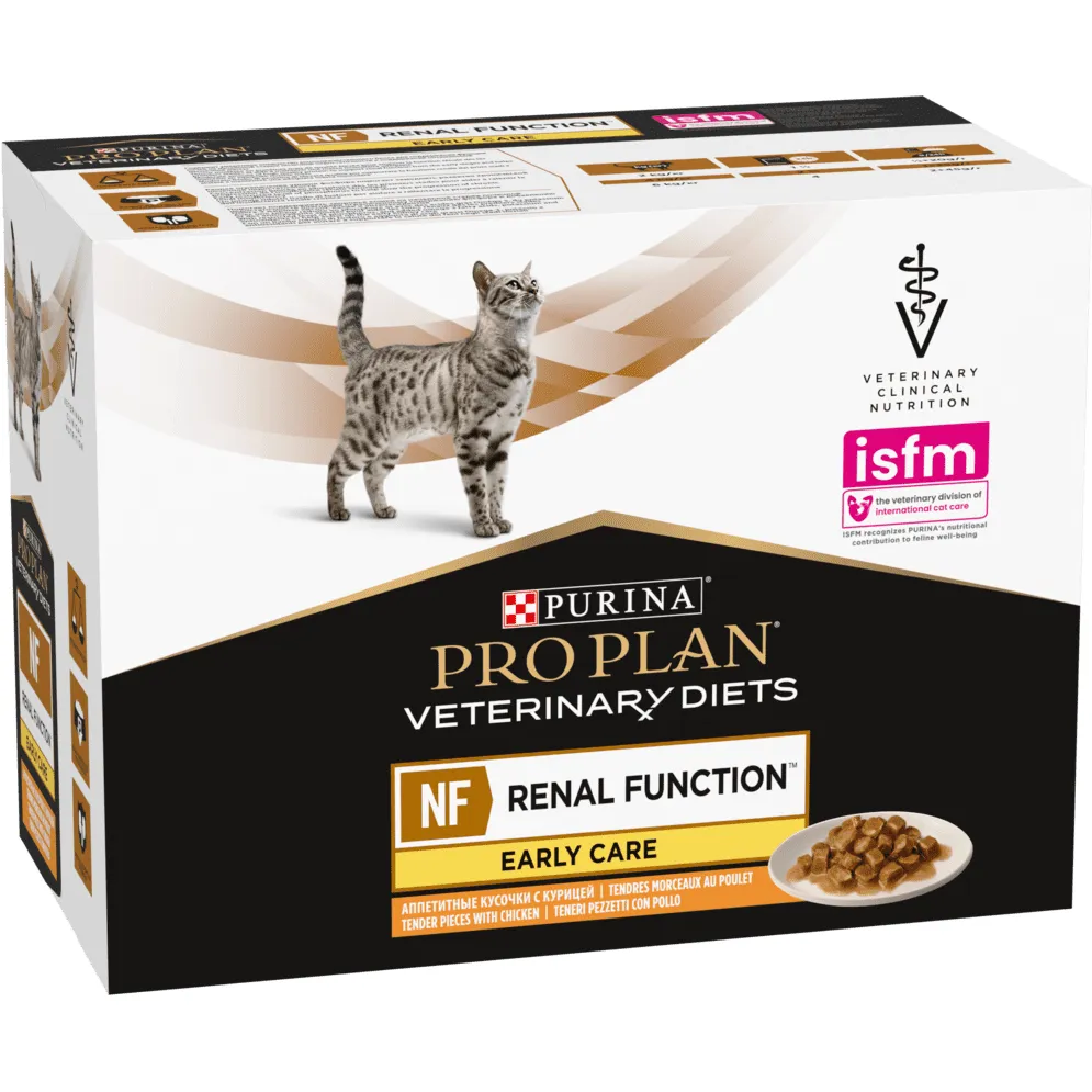 Набор паучей Purina Pro Plan Veterinary Diets NF Renal Function Early Care при патологии почек с курицей 10 шт. х 85 г - фото 1