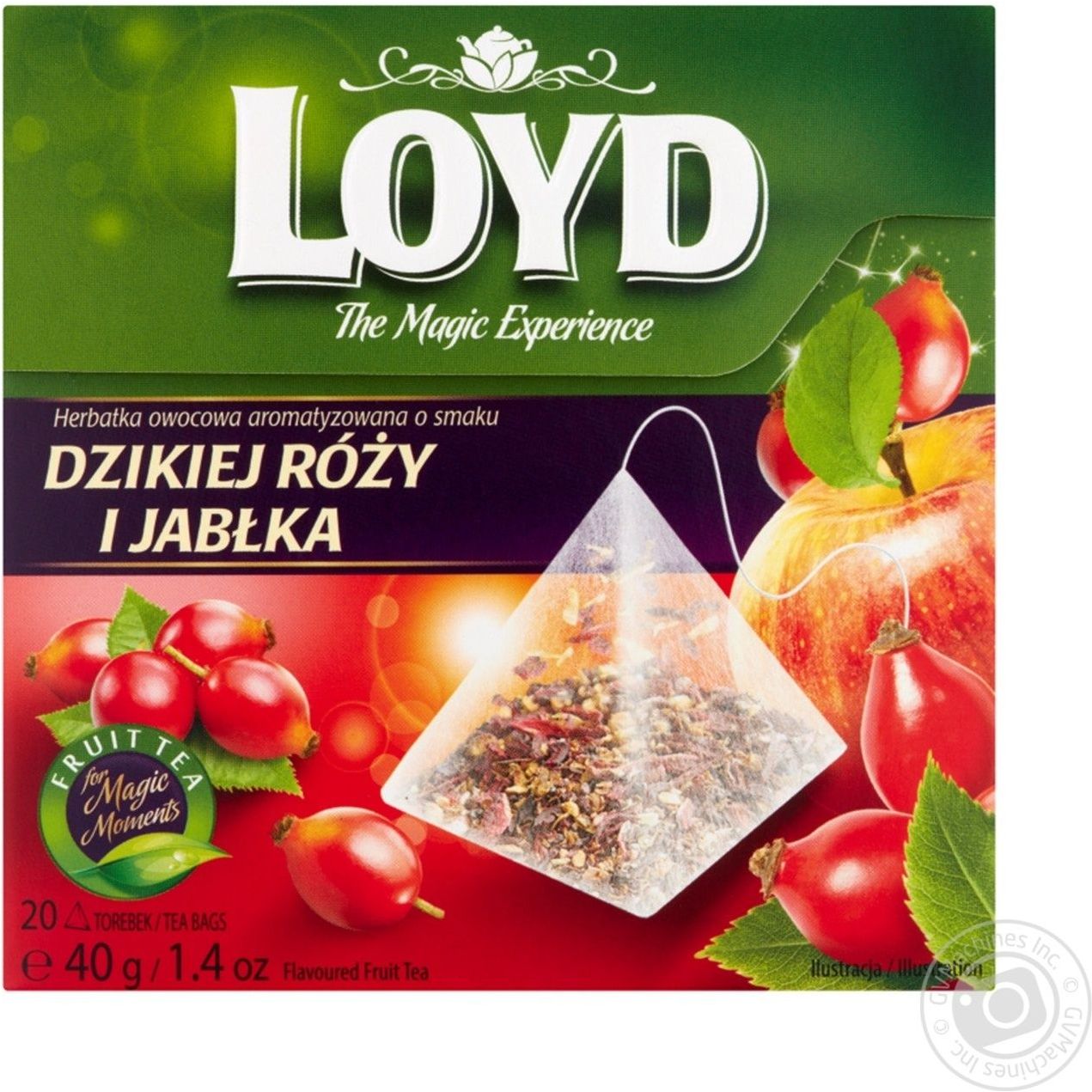 Чай фруктовий Loyd Rosehip&Apple, шипшина та яблуко, в пірамідках, 40 г - фото 1