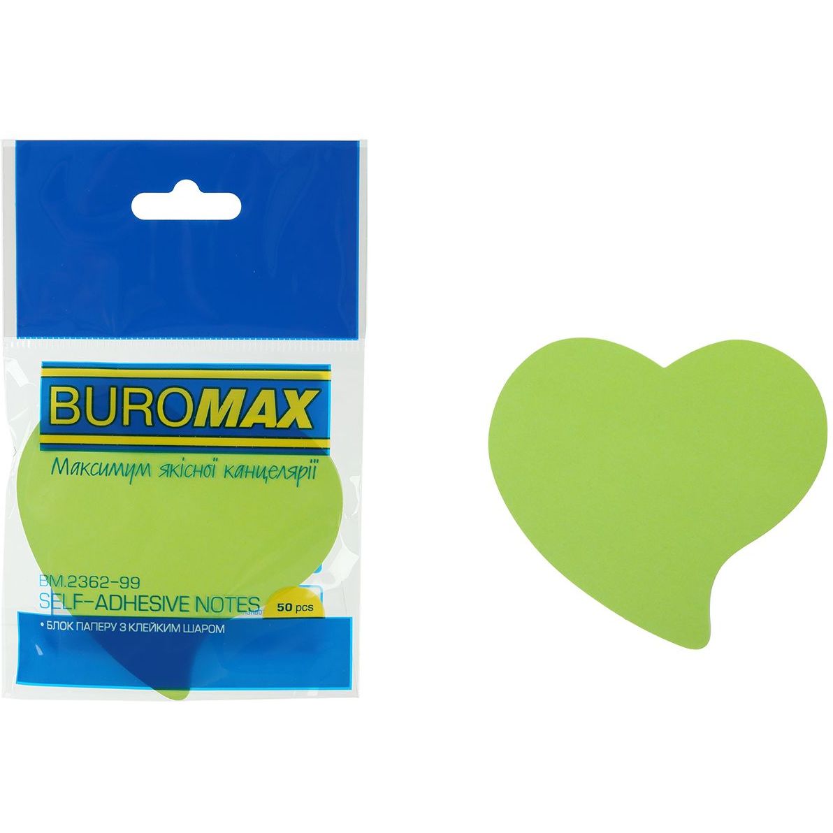 Блок бумаги для заметок Buromax Neon Сердце с клейким слоем 50 листов в ассортименте (BM.2362-99) - фото 4