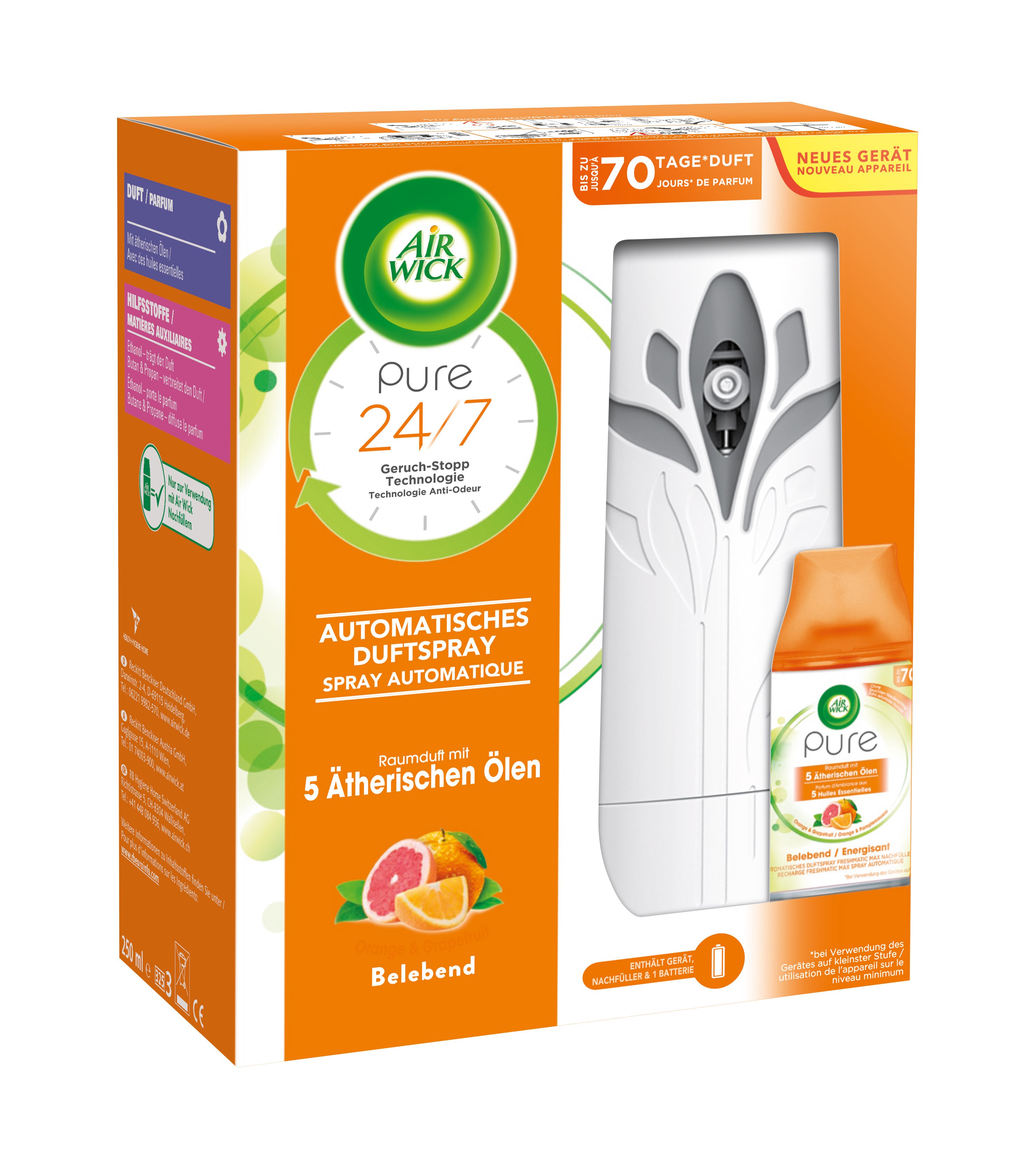 Автоматичний освіжувач повітря Air Wick Freshmatic Pure Апельсин і Грейпфрут, 250 мл - фото 1