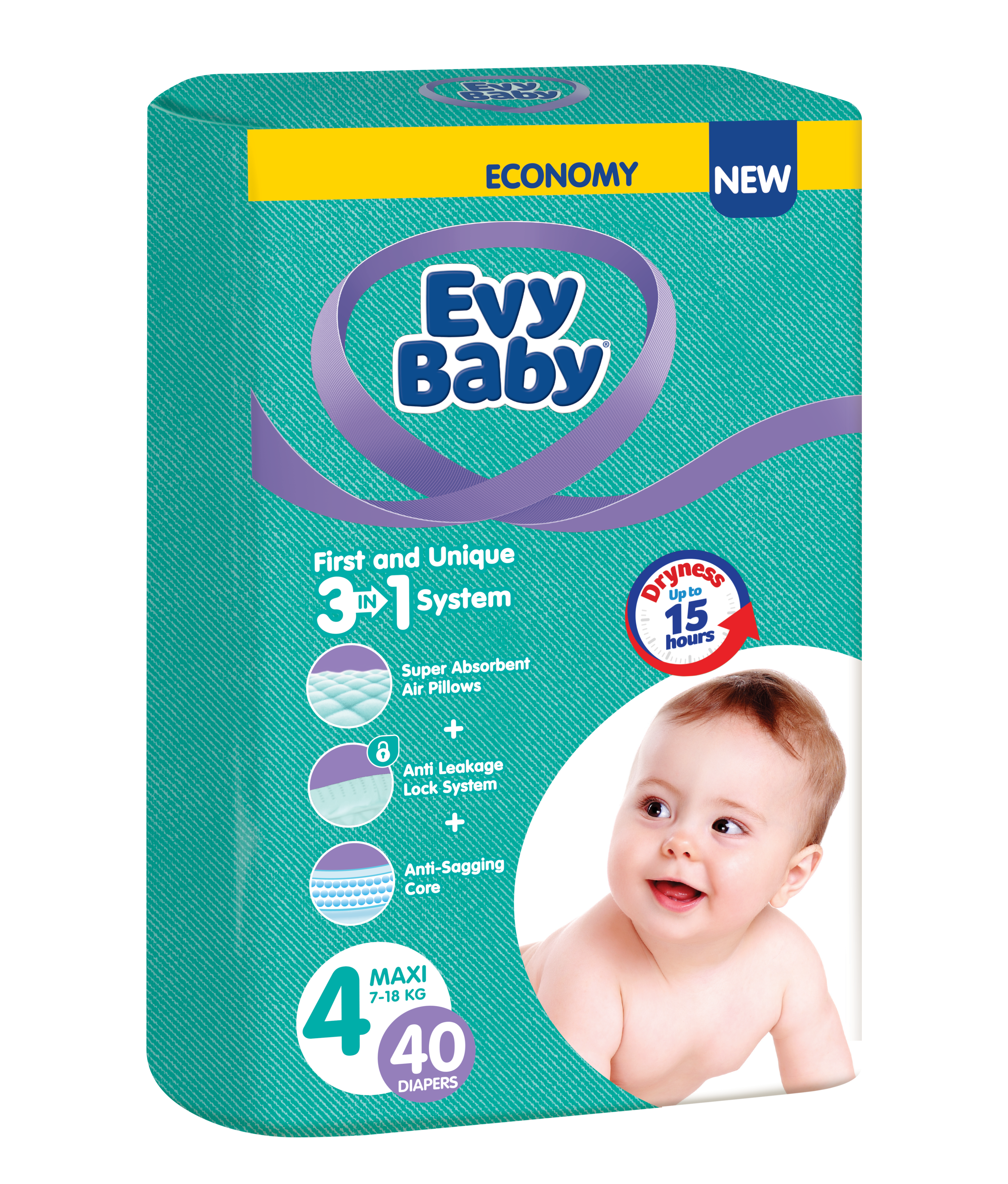 Підгузки дитячі Evy Baby 4 (7-18 кг), 40 шт. - фото 1