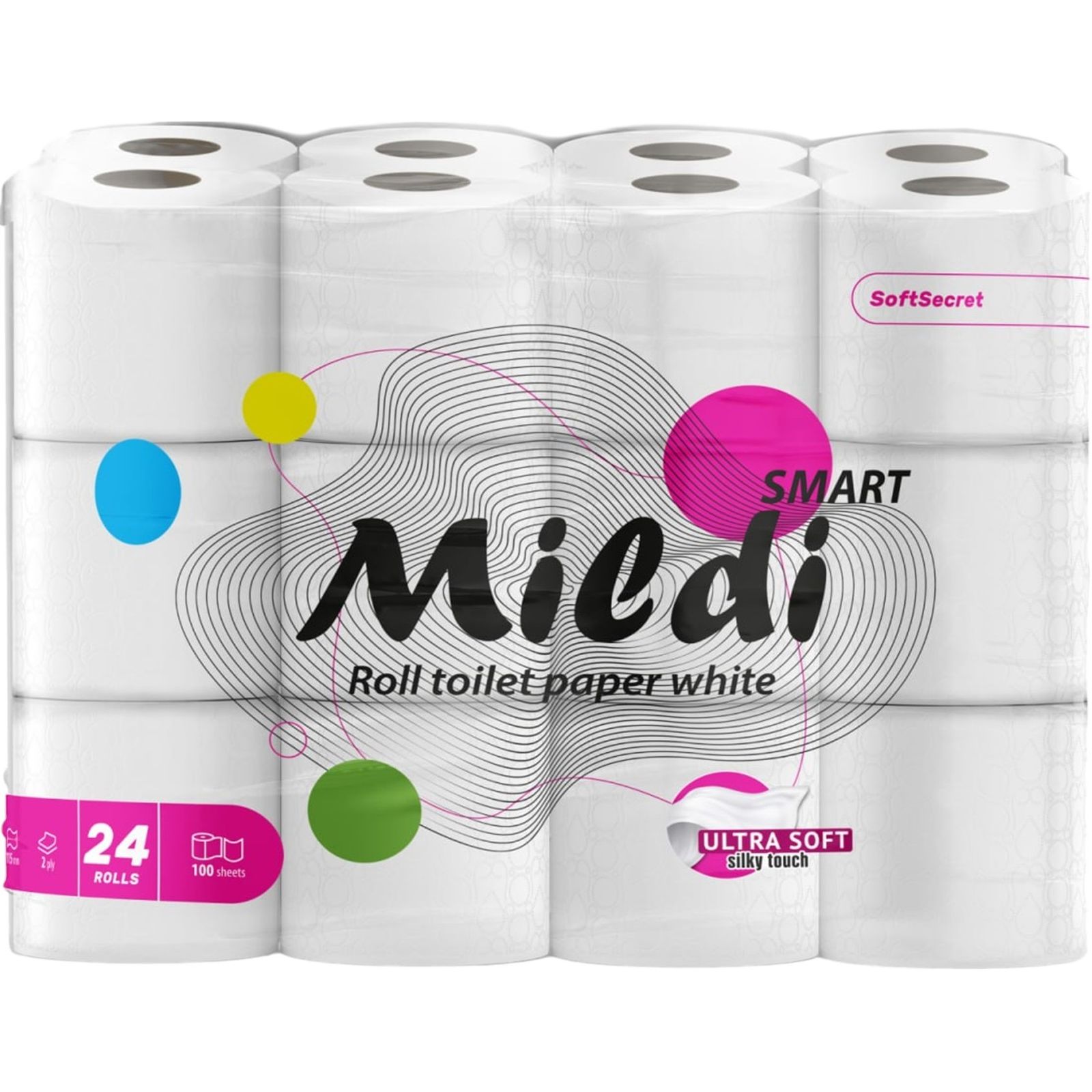 Туалетний папір Mildi Smart 2 шари 100 відривів 24 шт. - фото 1