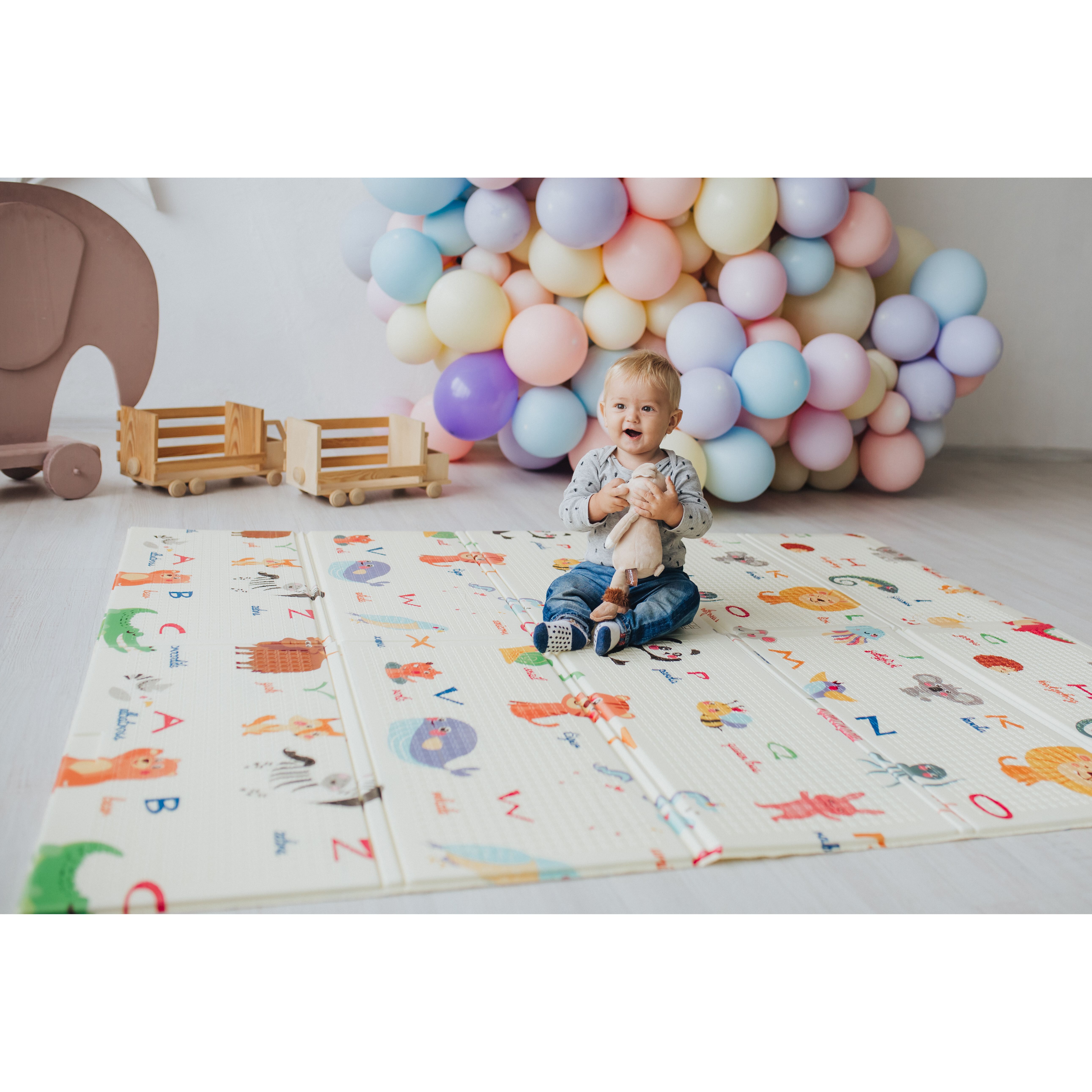 Дитячий килимок Poppet Тигреня в лісі та Світ тварин двосторонній складний 150х180x1 см (PP020-150) - фото 13