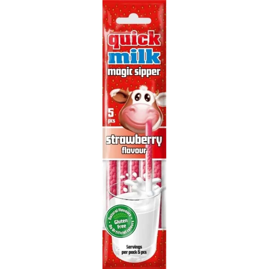 Карамель Quick Milk Волшебная соломка со вкусом клубники 30 г (725386) - фото 1