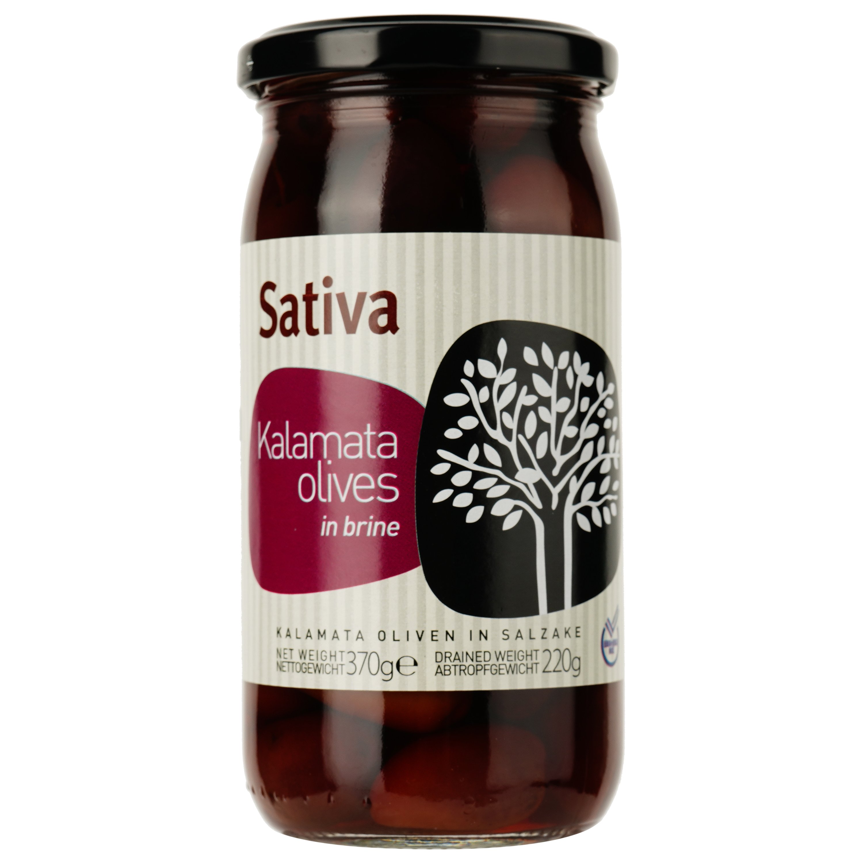 Оливки Sativa Каламата целые в рассоле 370 г - фото 1