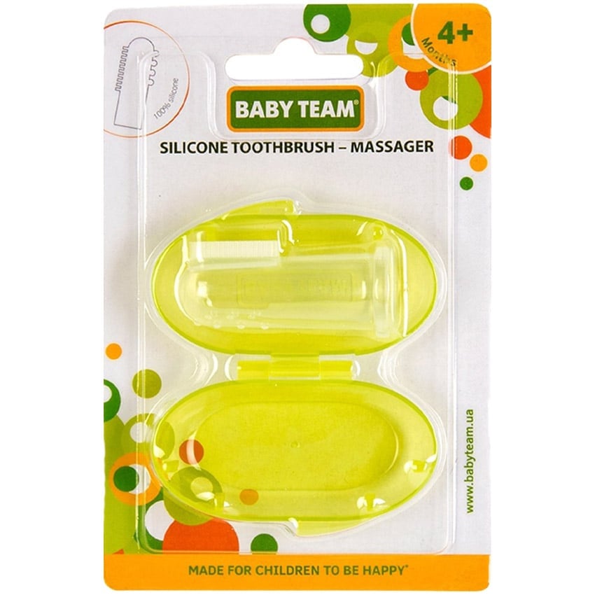 Зубная щетка-массажер Baby Team с контейнером, салатовая (7200) - фото 1