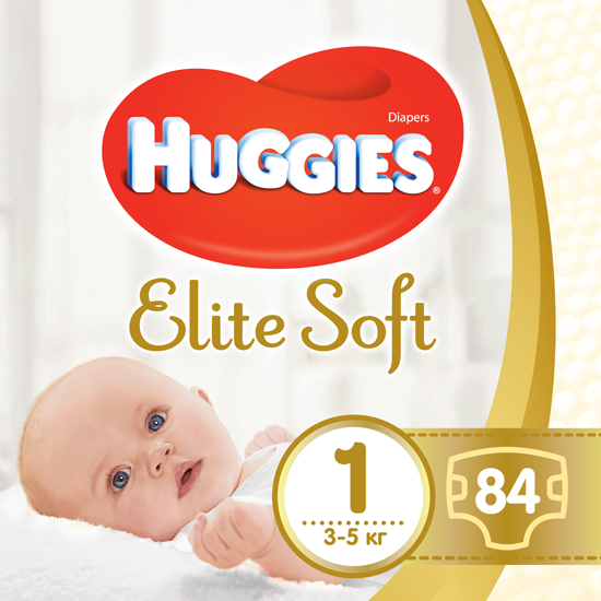 Підгузки Huggies Elite Soft 1 (3-5 кг), 84 шт. - фото 1