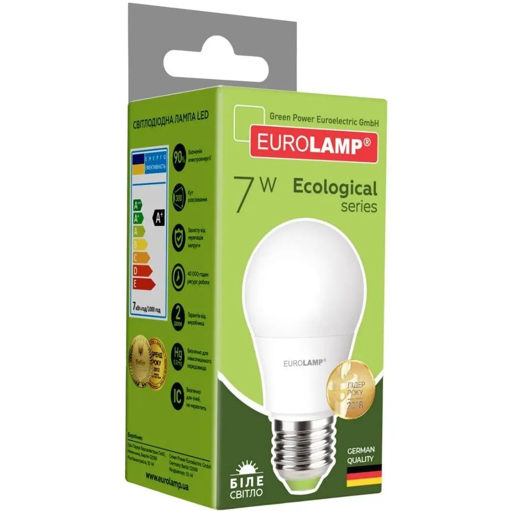 Светодиодная лампа Eurolamp LED Ecological Series, A50, 7W, E27, 4000K (LED-A50-07274(P)) - фото 3