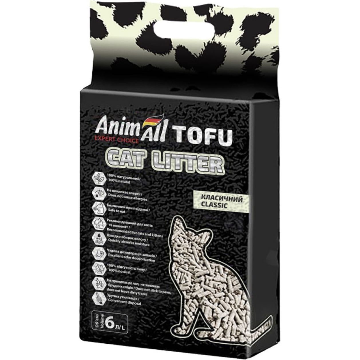 Соєвий наповнювач для котячого туалету AnimAll Тофу, класичний, 6 л - фото 1