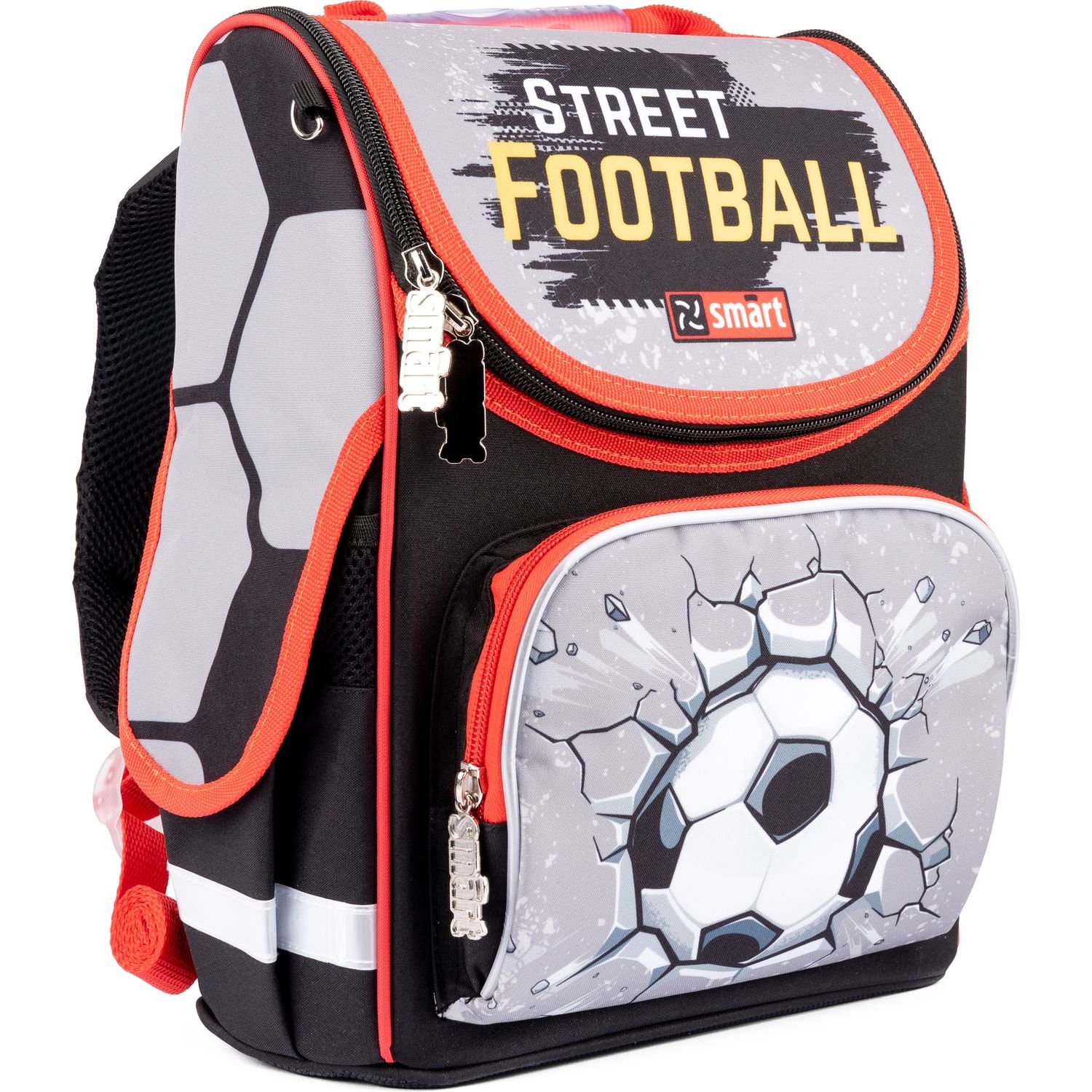 Рюкзак шкільний каркасний Smart PG-11 Football, серый с черным (559017) - фото 2