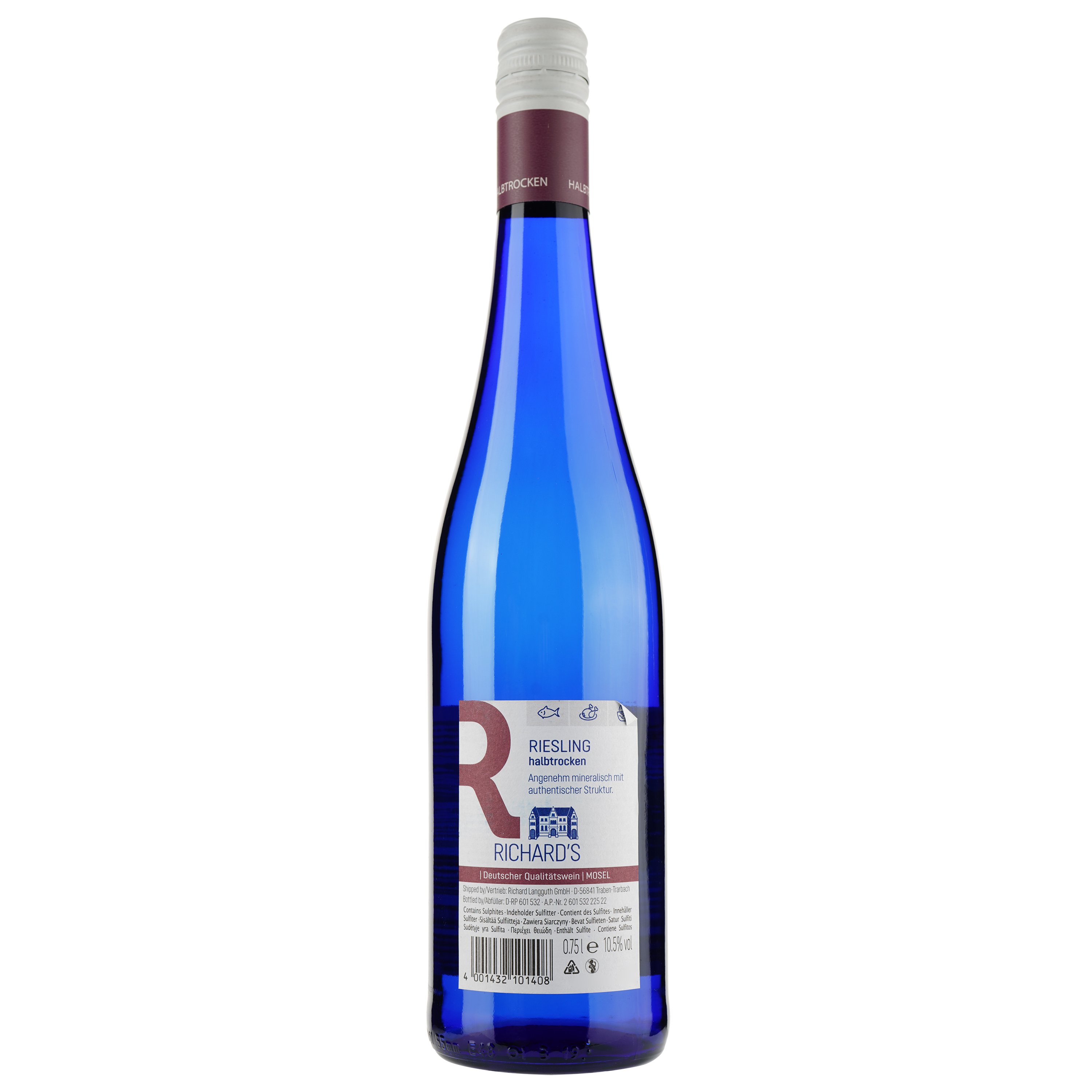 Вино Richard's Riesling Halbtrocken, белое, полусухое, 11%, 0,75 л - фото 2