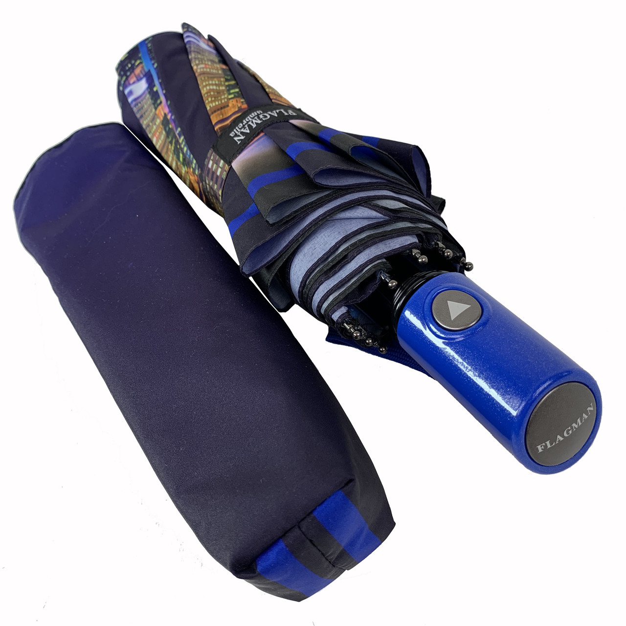 Жіноча складана парасолька напівавтомат The Best 102 см синя - фото 5