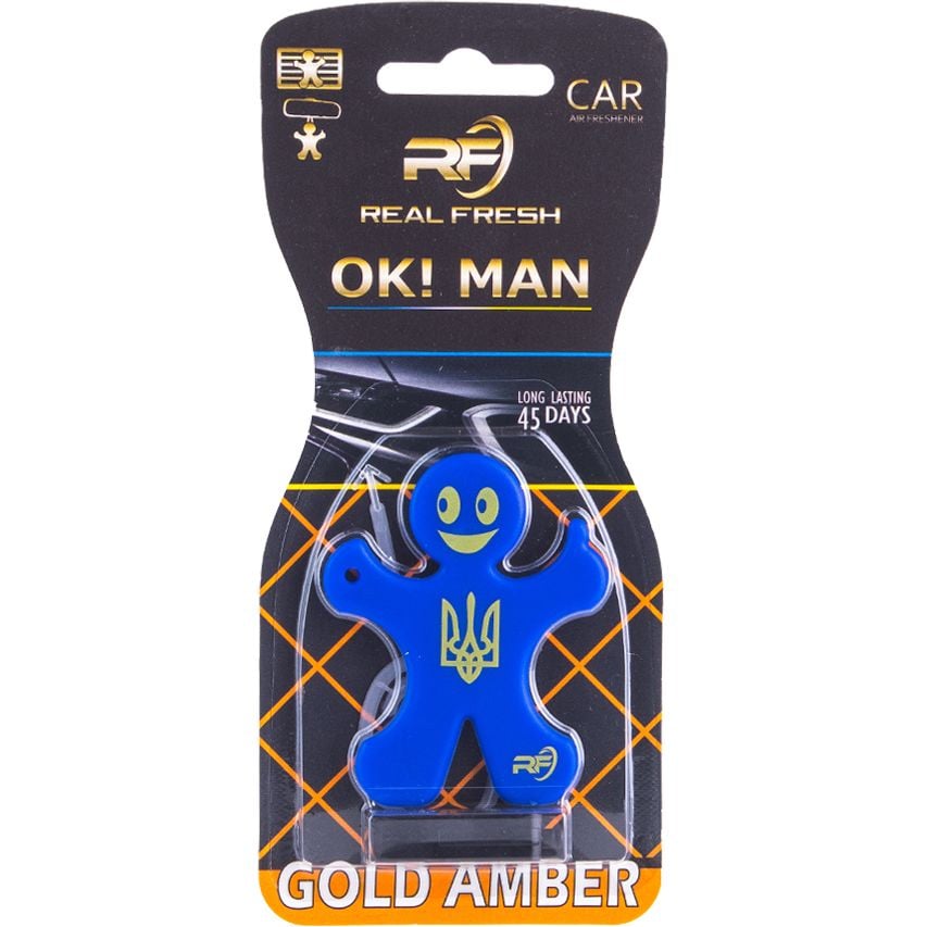 Ароматизатор Real Fresh OK! MAN Golden Amber Тризуб синій - фото 1