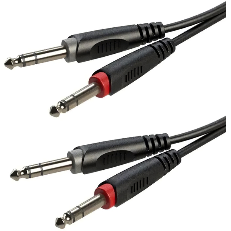 Готовий аудіо кабель Roxtone 2xJack 6.3 stereo - 2xJack 6.3 stereo RAC-C200-L03 0.3м - фото 1