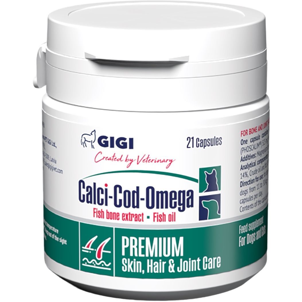 Витаминно-минеральный комплекс Gigi Calci-Cod-Omega для регенерации суставов, хрящей и костей, улучшение состояния шерсти и кожи 1 капсула на 10 кг №21 (GIG43035) - фото 1