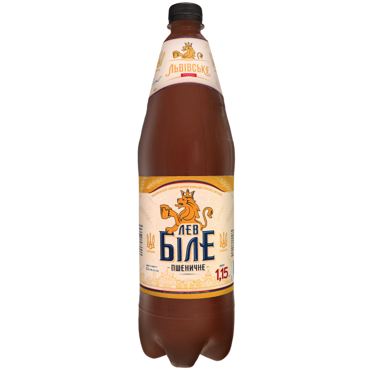 Пиво Львівське Лев, біле, 5%, 1,15 л (856071) - фото 1