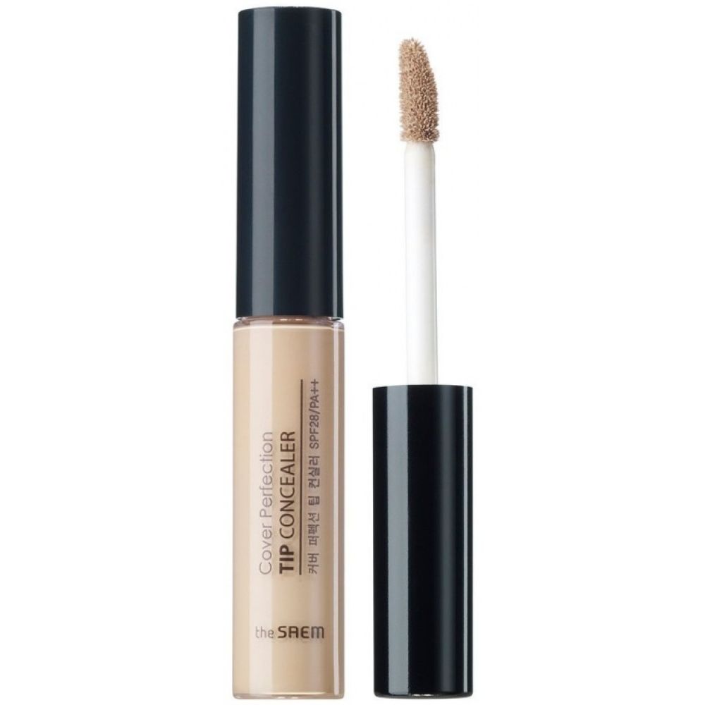 Жидкий консиллер для лица The Saem Cover Perfection Tip Concealer 01 Clear Beige 6.5 г - фото 1