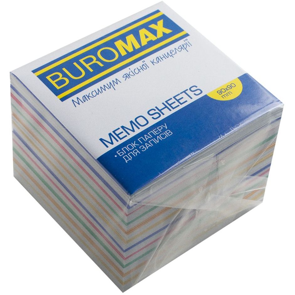 Блок паперу для нотаток Buromax Jobmax Веселка непроклеєний 90х90х70 мм різнобарвний (BM.2249) - фото 1