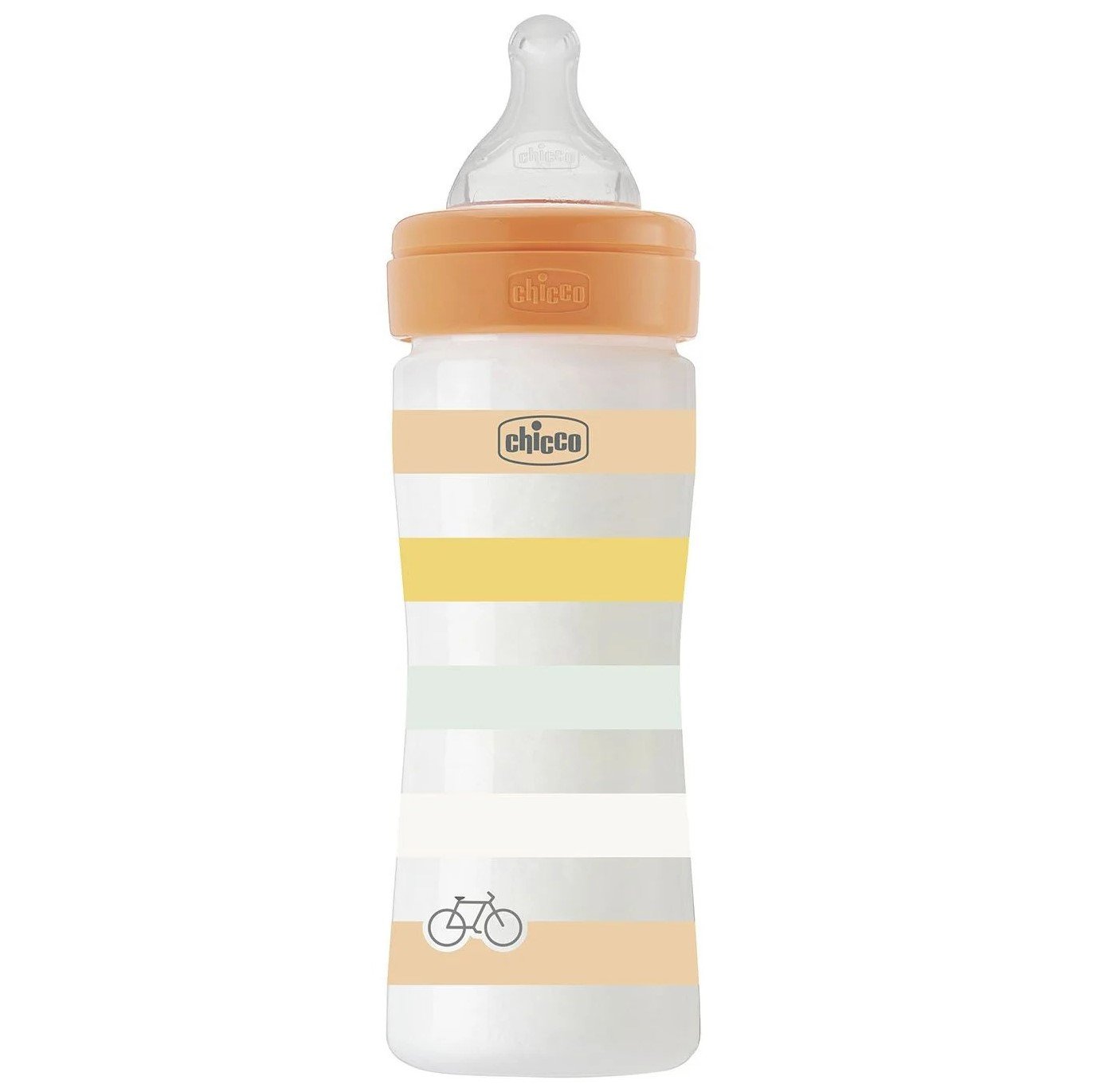 Бутылочка для кормления Chicco Well-Being Colors, с силиконовой соской 2м+, 250 мл, оранжевая (28623.31) - фото 1