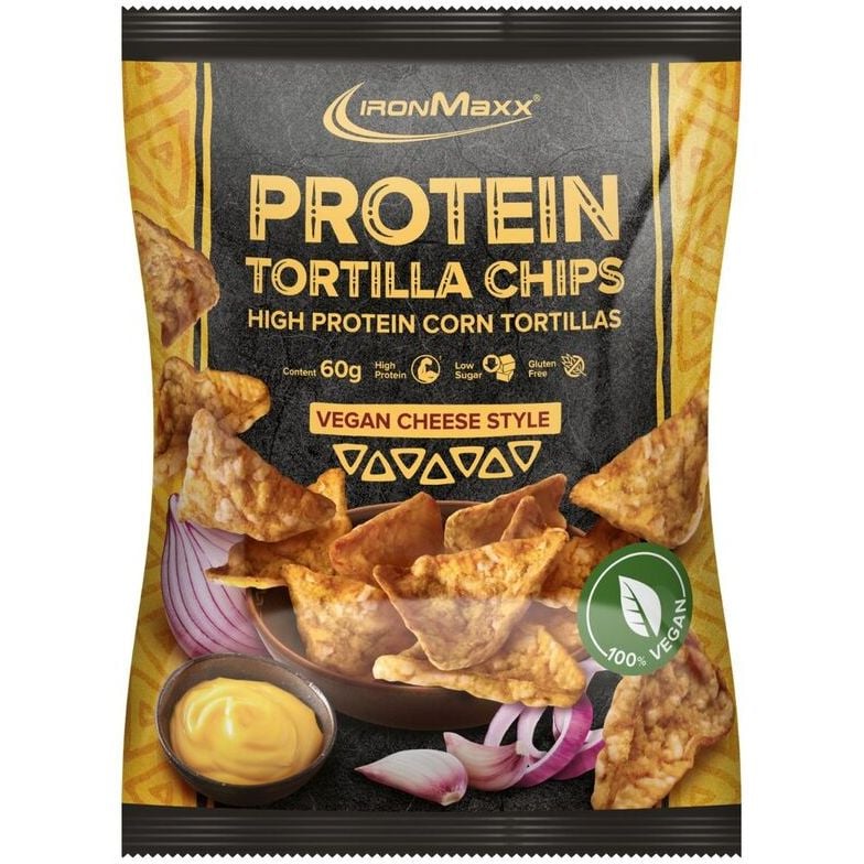 Протеиновые чипсы IronMaxx Protein Tortillas Веганский сыр 60 г - фото 1