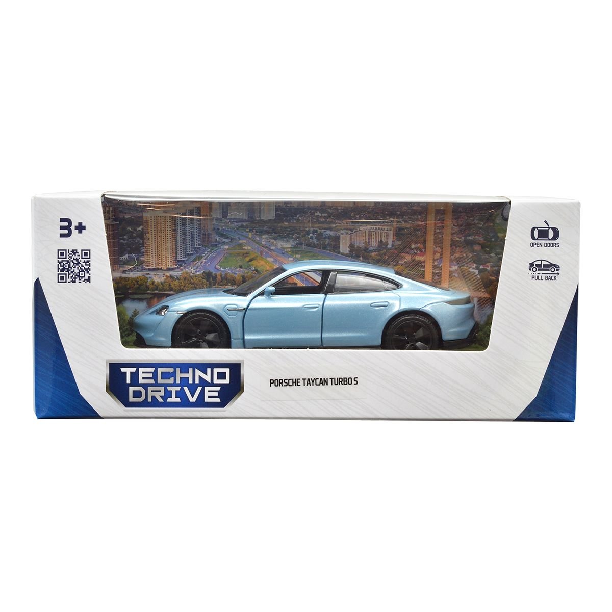 Автомодель TechnoDrive Porsche Taycan Turbo S, 1:32, синя (250335U) - фото 9