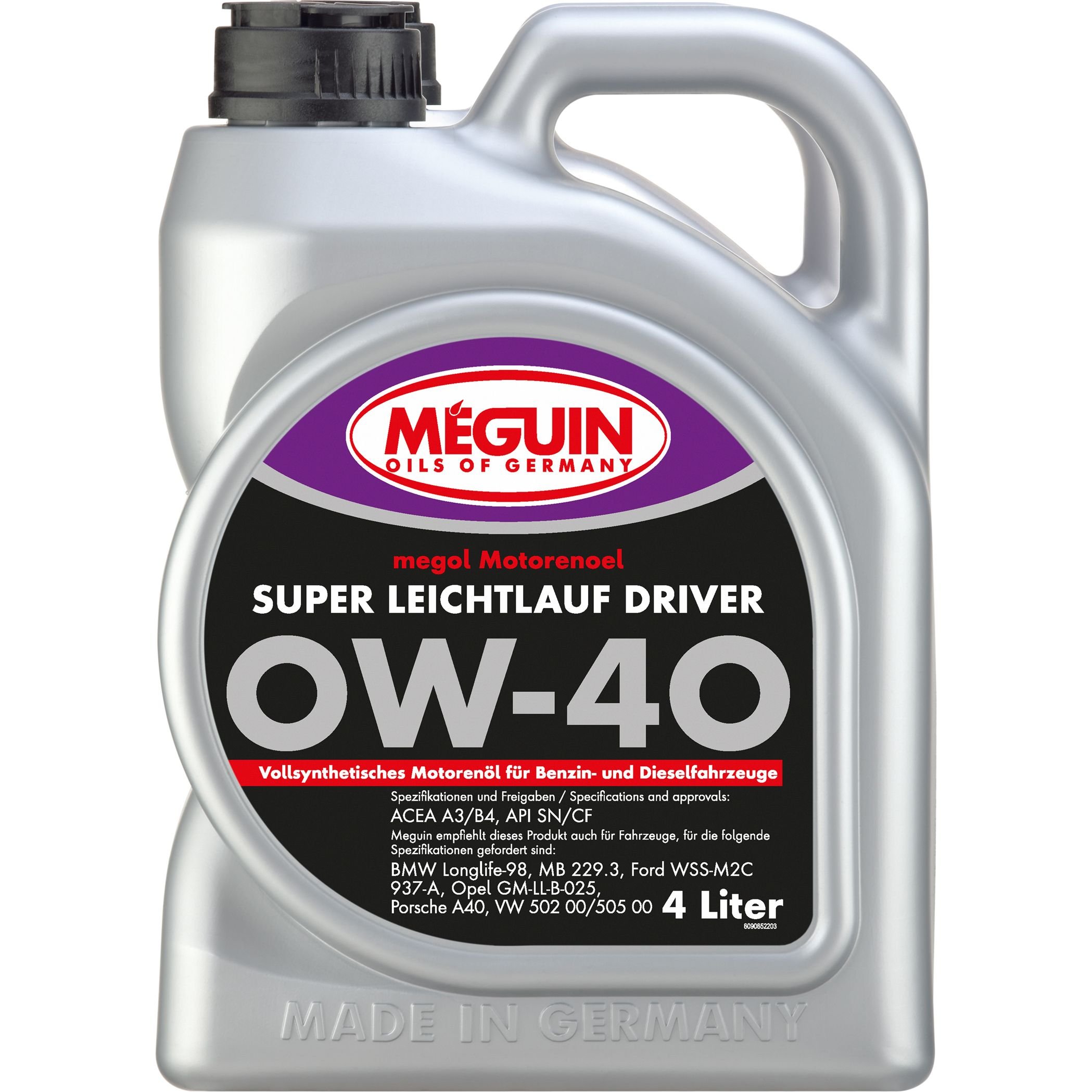 Моторное масло Meguin Super Leichtlauf Driver Sae 0W-40 4 л - фото 1