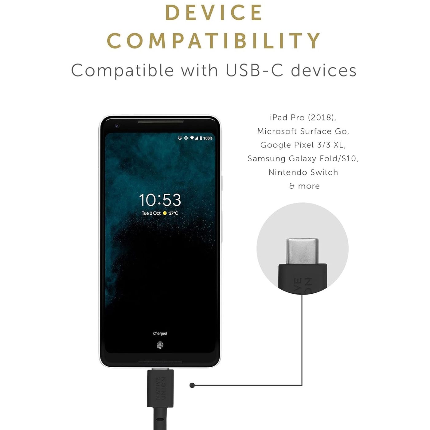 Кабель USB-C to USB-C Native Union Belt Cable Cosmos Black 1.2 м - фото 3