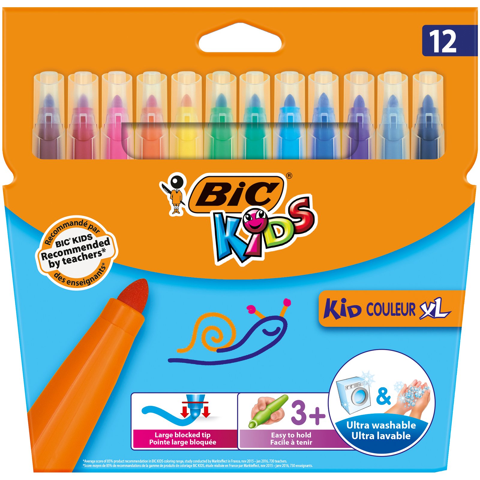 Фломастеры BIC Kid Couleur XL, 12 цветов (8289662) - фото 1