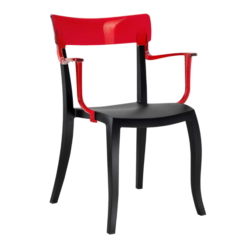 Крісло Papatya Hera-K, чорне сидіння, верх прозоро-червоний (289689) - фото 1