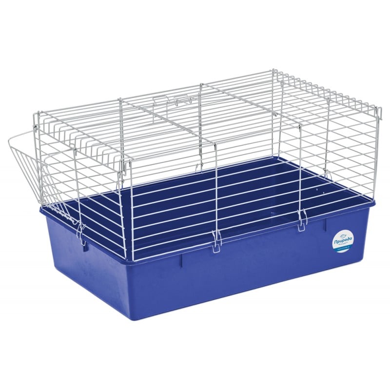 Клітка для гризунів Природа Кролик 70, сріблястий із синім, 70х45х40 см (PR241508) - фото 1