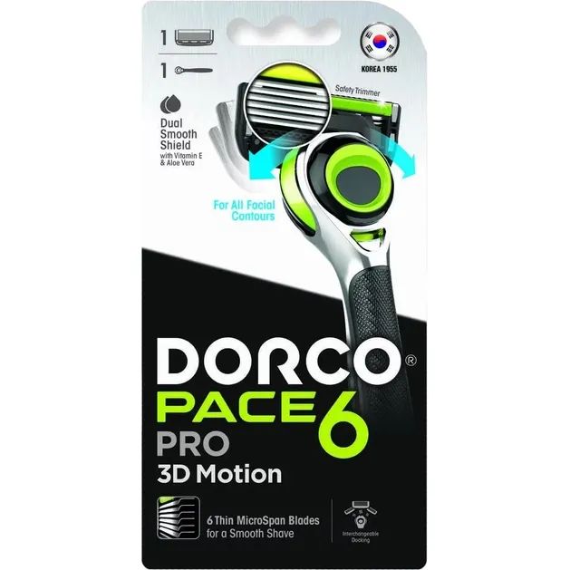 Бритва системна Dorco Pace6 Pro 3D Motion 6 лез - фото 1
