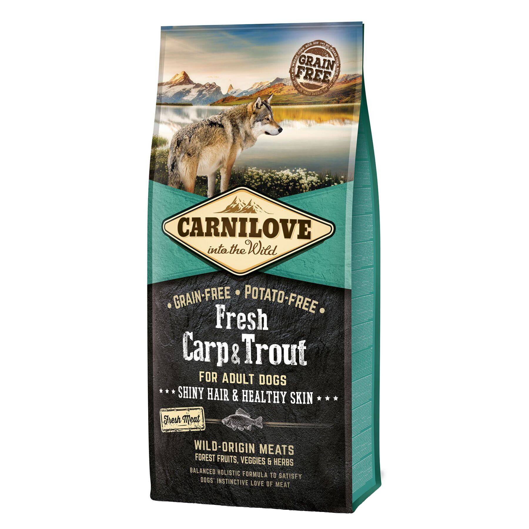 Сухой корм для взрослых собак всех пород Carnilove Fresh Carp & Trout for Adult dogs, с карпом и форелью, 12 кг - фото 1