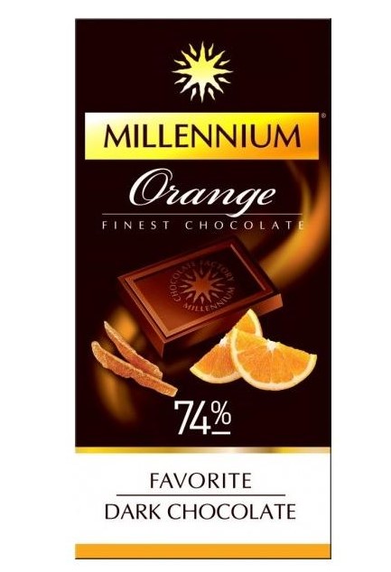 Шоколад чорний Millennium із апельсиновою цедрою 74%, 100 г (591903) - фото 1