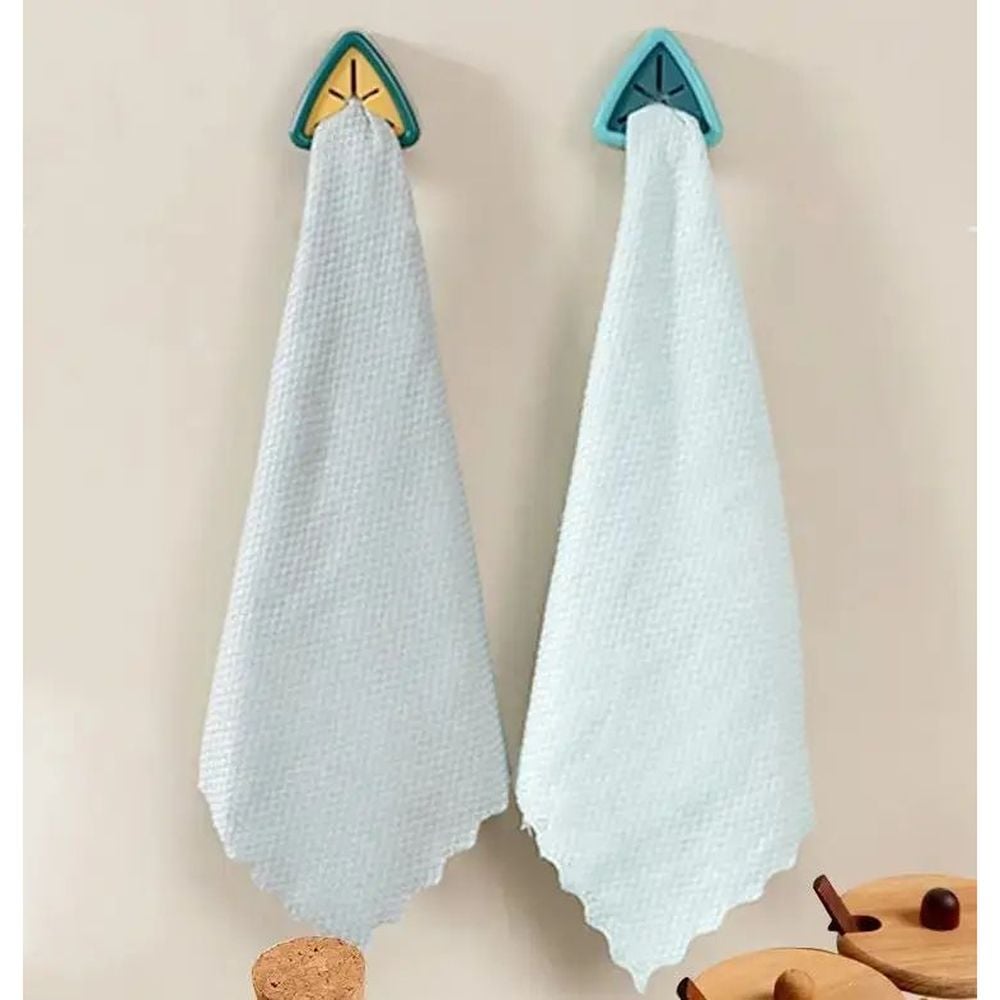 Треугольный держатель для полотенец Supretto в ванную и на кухню самоклеящийся зелено-оранжевый (82870003) - фото 6