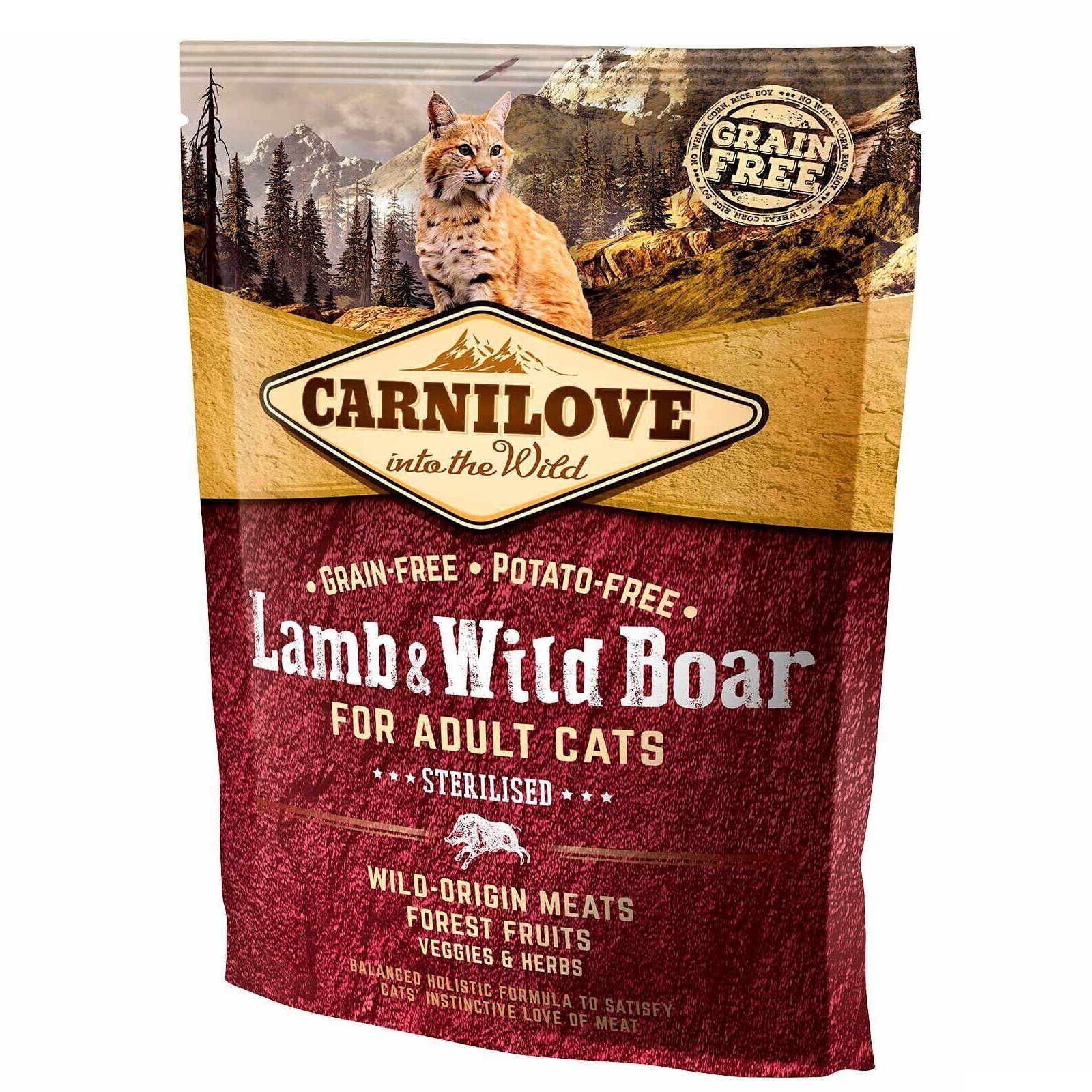 Сухой корм для стерилизованных кошек Carnilove Cat Lamb&Wild Boar Sterilised, с ягненком и кабаном, 400 г - фото 1