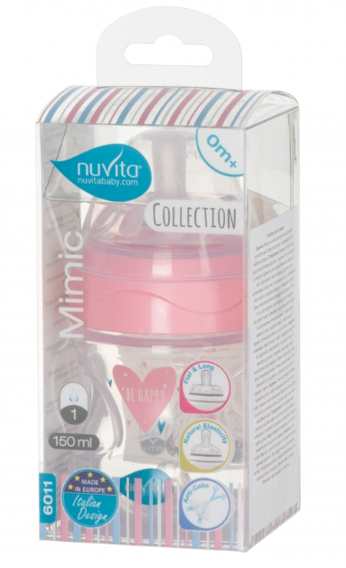 Бутылочка для кормления Nuvita Mimic Collection, антиколиковая, 150 мл, розовый (NV6011ROSA) - фото 2