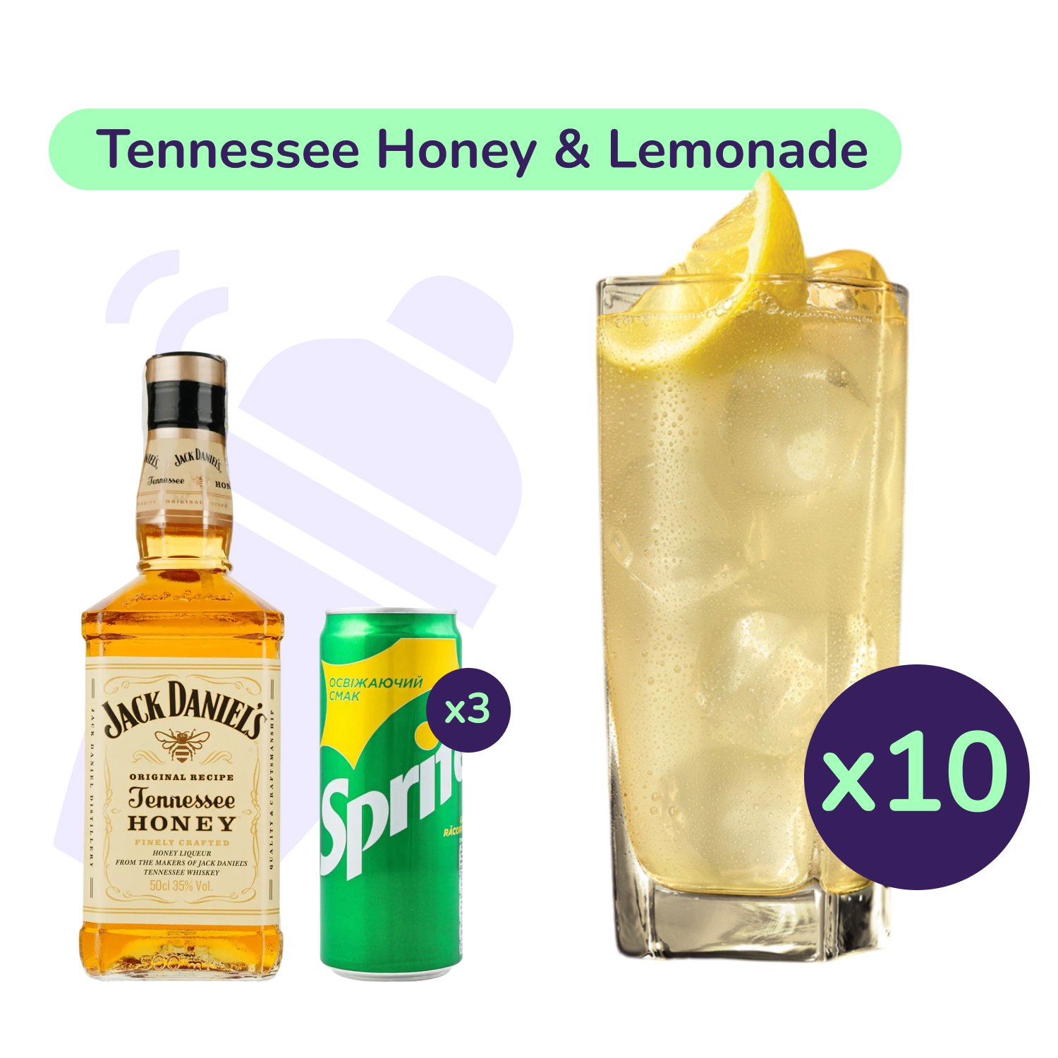 Коктейль Tennessee Honey & Lemonade (набір інгредієнтів) х10 на основі Jack Daniel's - фото 1