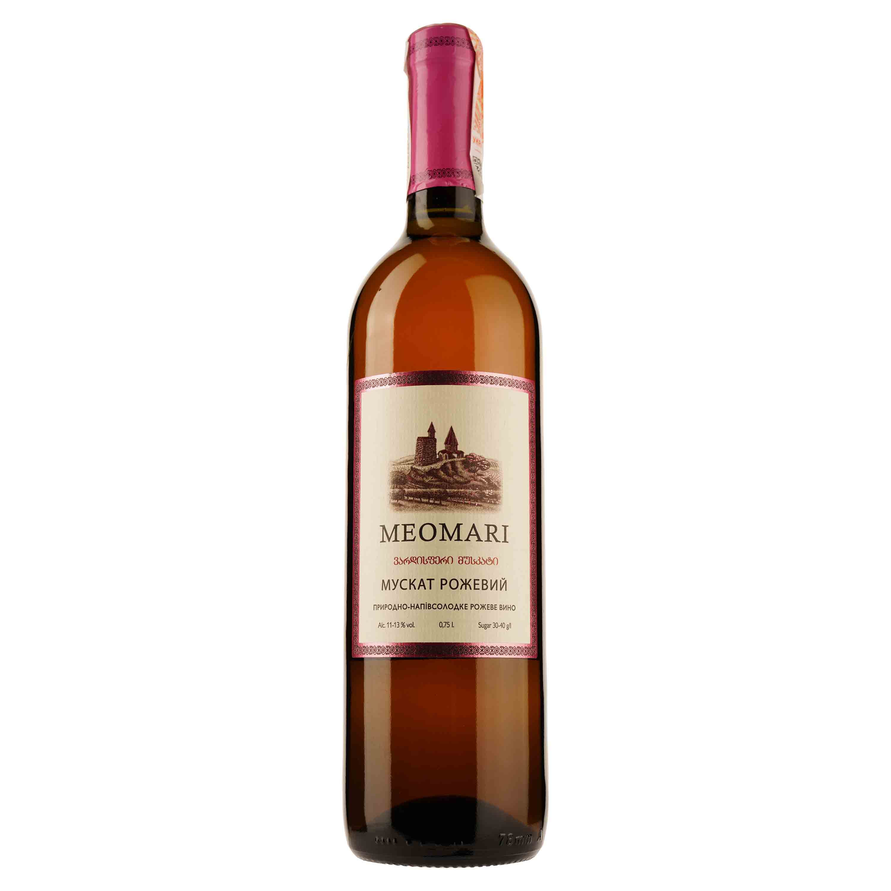 Вино Meomari Мускат, рожеве, напівсолодке, 12%, 0,75 л - фото 1