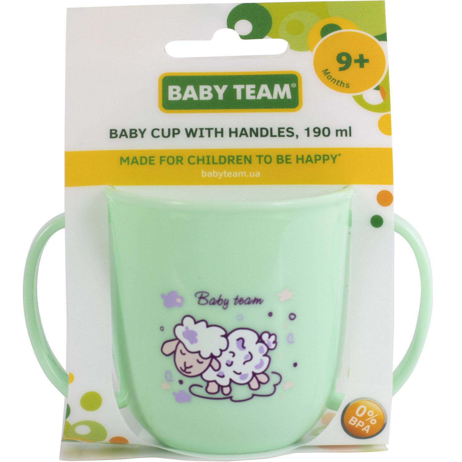 Чашка дитяча Baby Team з ручками, зеленая (6008) - фото 2