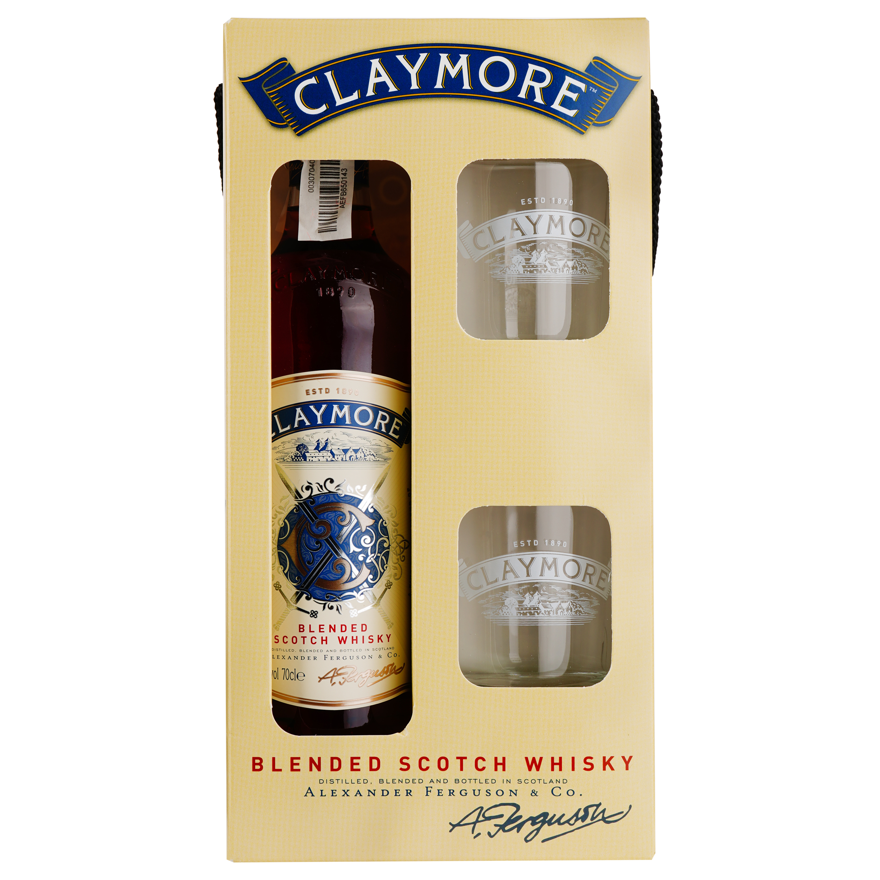 Набор: Виски Claymore, 40%, 0,7 л + 2 стакана - фото 1