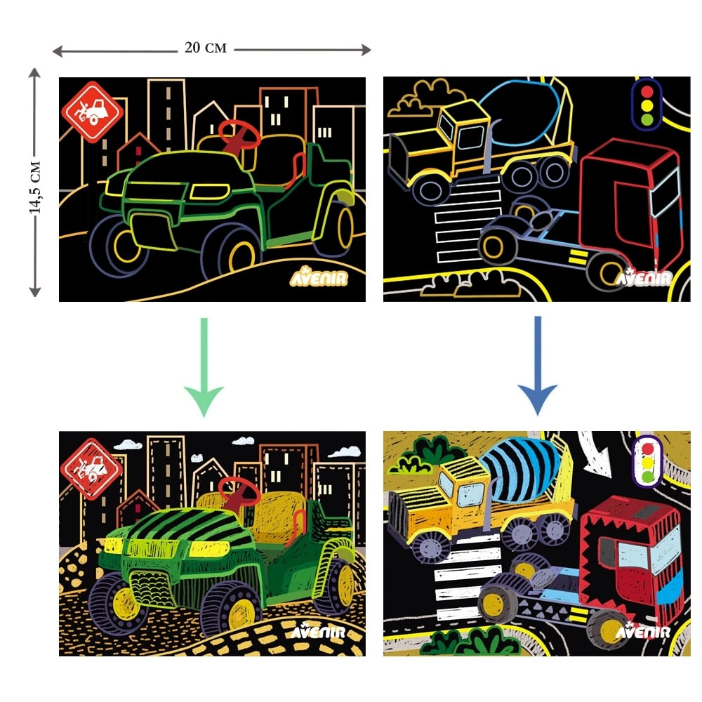Набор для творчества скретч-арт Avenir Строительство, 8 листов (CH191679) - фото 3