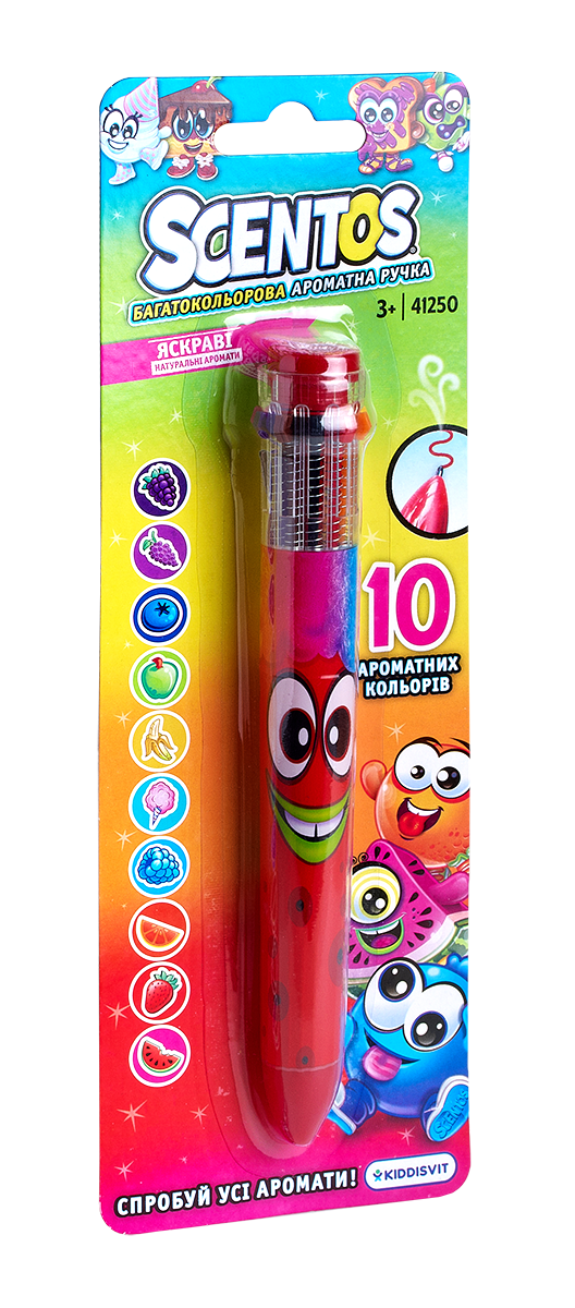 Многоцветная ароматная шариковая ручка Scentos Волшебное настроение, 10 цветов, красный (41250) - фото 1