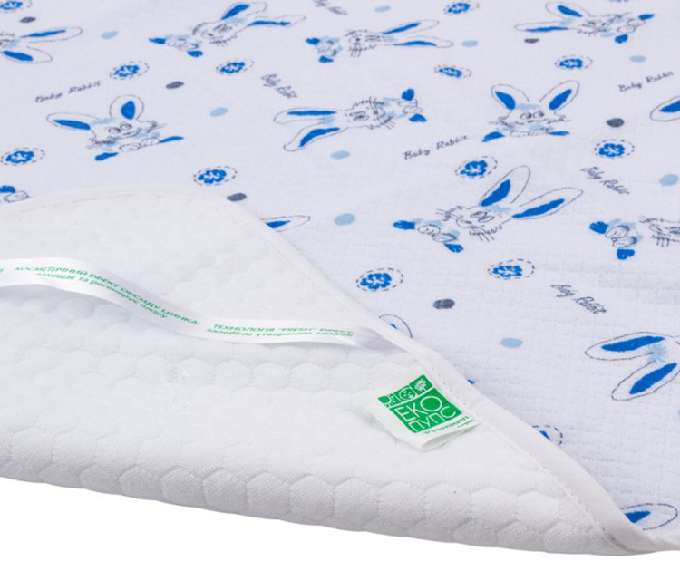 Многоразовая непромокаемая пеленка Эко Пупс Soft Touch Premium Зайчата, 50х70 см, белый с синим - фото 2