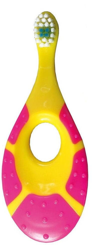 Дитяча зубна щітка Jordan Step 1 (0-2 роки), м'яка, жовтий з рожевим (6220100) - фото 1