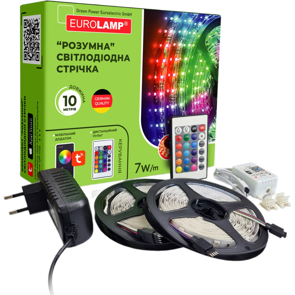 Светодиодная лента Eurolamp Led 5050 RGB 30 диодов/м, 2x5 м (LED/SET-10M/RGB) - фото 1