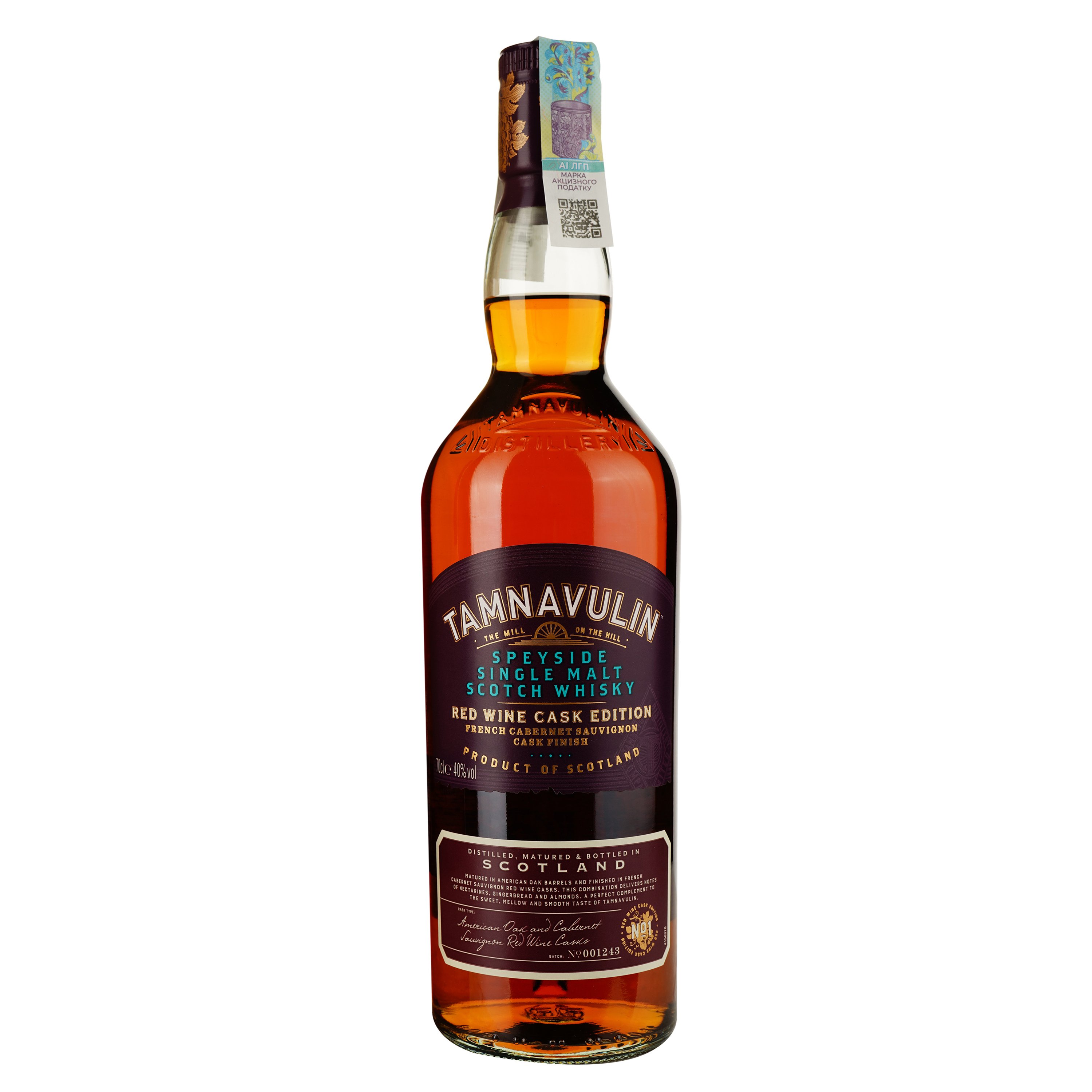 Виски Tamnavulin Cabernet Sauvignon Cask Single Malt Scotch Whisky 40% 0.7 л в подарочной упаковке - фото 2