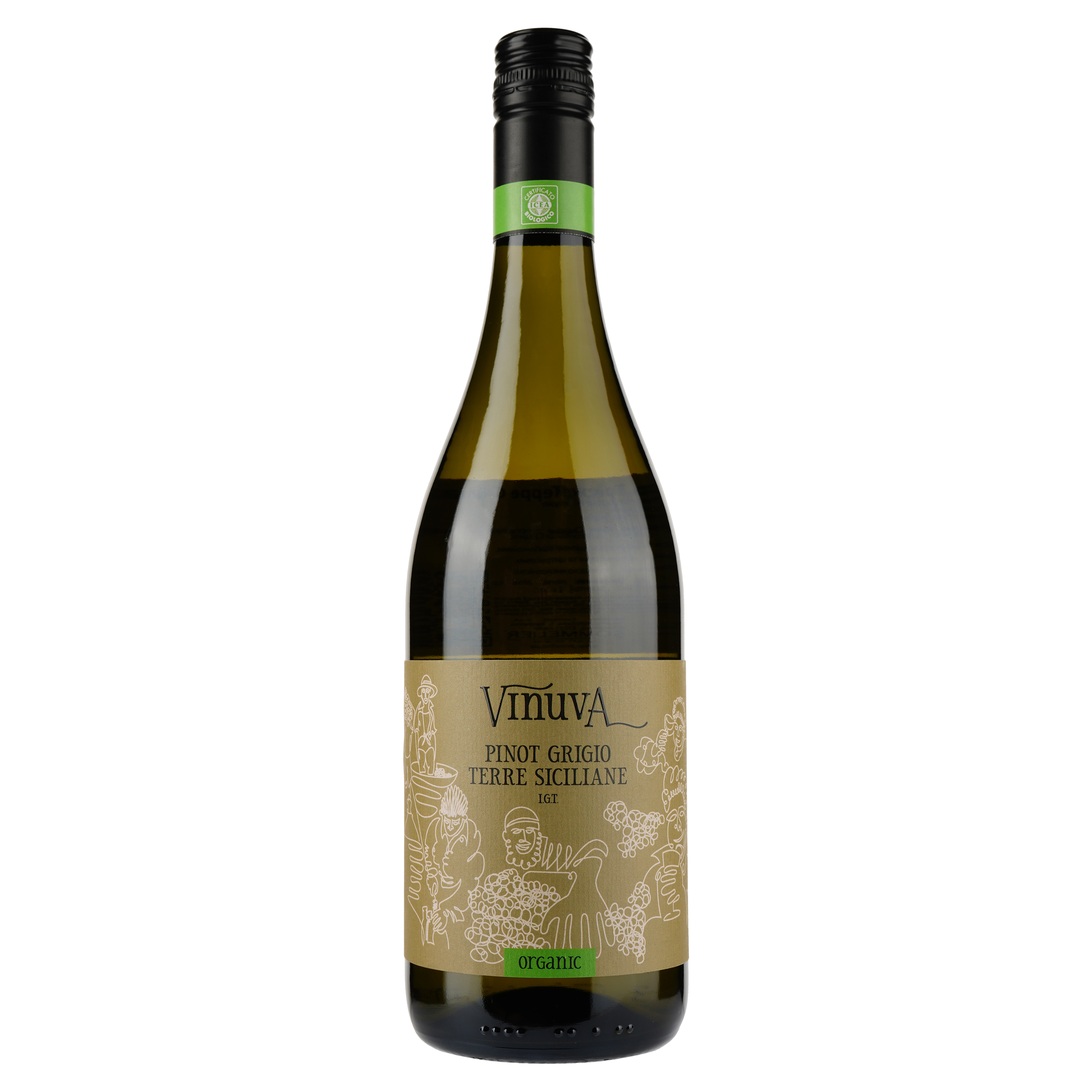 Вино Vinuva Pinot Grigio Terre Siciliane Sicilia Organic, белое, сухое, 0,75 л - фото 1